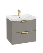 STOCKHOLM Wall Hung 60cm Two Drawer Unit Matt Khaki &amp; Handles image