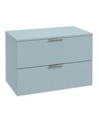 STOCKHOLM Wall Hung 80cm Two Drawer Countertop Unit Matt Morning Sky Blue &amp; Handles image