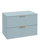 STOCKHOLM Wall Hung 80cm Two Drawer Countertop Unit Matt Morning Sky Blue &amp; Handles image