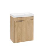 REED Wall Hung 55cm Single Door Cloakroom Vanity Unit Stillwater Alder &amp; Handle image