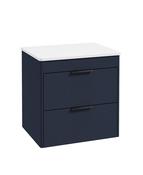 REED Wall Hung 60cm Two Drawer Countertop Vanity Unit Cobalt Night &amp; Handles image