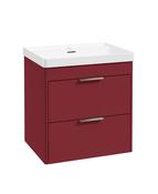 REED Wall Hung 60cm Two Drawer Vanity Unit Ruby Fern &amp; Basin &amp; Handles image