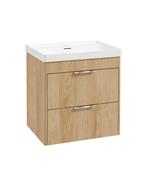 REED Wall Hung 60cm Two Drawer Vanity Unit Stillwater Alder &amp; Basin &amp; Handles image
