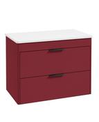 REED Wall Hung 80cm Two Drawer Countertop Vanity Unit Ruby Fern &amp; Handles image
