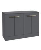 STOCKHOLM Floorstanding 120cm Four Door Countertop Unit Matt Midnight Grey &amp; Handle image