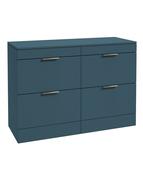 STOCKHOLM Floorstanding 120cm Four Drawer Countertop Unit Matt Ocean Blue &amp; Handle image