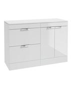 STOCKHOLM Floorstanding 120cm Two Drawer/Two Door Countertop Unit Gloss White &amp; Handles image