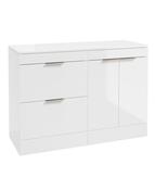 STOCKHOLM Floorstanding 120cm Two Drawer/Two Door Countertop Unit Gloss White &amp; Handles image