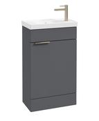 STOCKHOLM Floorstanding 50cm Single Door Cloakroom Unit Matt Midnight Grey &amp; Handle image