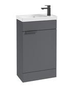 STOCKHOLM Floorstanding 50cm Single Door Cloakroom Unit Matt Midnight Grey &amp; Handle image