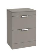 STOCKHOLM Floorstanding 60cm Two Drawer Countertop Unit Matt Khaki &amp; Handles image