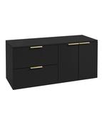 STOCKHOLM Wall Hung 120cm Two Drawer/Two Door Countertop Unit Matt Black &amp; Handles image