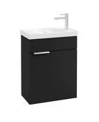STOCKHOLM Wall Hung 50cm Single Door Cloakroom Unit Matt Black &amp; Brushed Handle image