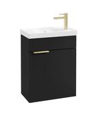 STOCKHOLM Wall Hung 50cm Single Door Cloakroom Unit Matt Black &amp; Brushed Handle image