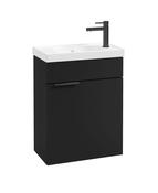 STOCKHOLM Wall Hung 50cm Single Door Cloakroom Unit Matt Black &amp; Brushed Handle image