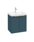 STOCKHOLM Wall Hung 50cm Two Door Unit Matt Ocean Blue &amp; Handles