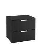 STOCKHOLM Wall Hung 60cm Two Drawer Countertop Unit Matt Black &amp; Handles image