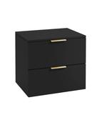 STOCKHOLM Wall Hung 60cm Two Drawer Countertop Unit Matt Black &amp; Handles image