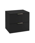 STOCKHOLM Wall Hung 60cm Two Drawer Countertop Unit Matt Black &amp; Handles image