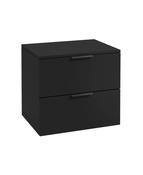 STOCKHOLM Wall Hung 60cm Two Drawer Countertop Unit Matt Black &amp; Handles image