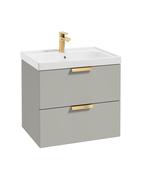 STOCKHOLM Wall Hung 60cm Two Drawer Unit Matt Arctic Grey &amp; Handles image