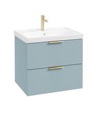 STOCKHOLM Wall Hung 60cm Two Drawer Unit Matt Morning Sky Blue &amp; Handles image