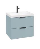 STOCKHOLM Wall Hung 60cm Two Drawer Unit Matt Morning Sky Blue &amp; Handles image