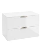 STOCKHOLM Wall Hung 80cm Two Drawer Countertop Unit Gloss White &amp; Handles image