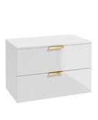 STOCKHOLM Wall Hung 80cm Two Drawer Countertop Unit Gloss White &amp; Handles image