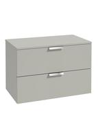 STOCKHOLM Wall Hung 80cm Two Drawer Countertop Unit Matt Arctic Grey &amp; Handles image