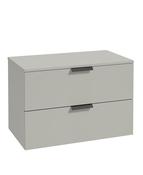 STOCKHOLM Wall Hung 80cm Two Drawer Countertop Unit Matt Arctic Grey &amp; Handles image