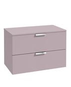 STOCKHOLM Wall Hung 80cm Two Drawer Countertop Unit Matt Cashmere Pink &amp; Handles image