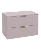 STOCKHOLM Wall Hung 80cm Two Drawer Countertop Unit Matt Cashmere Pink &amp; Handles image