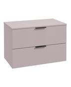 STOCKHOLM Wall Hung 80cm Two Drawer Countertop Unit Matt Cashmere Pink &amp; Handles image