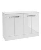 STOCKHOLM Floorstanding 120cm Four Door Countertop Unit Gloss White &amp; Handle image