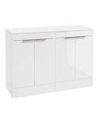 STOCKHOLM Floorstanding 120cm Four Door Countertop Unit Gloss White &amp; Handle image