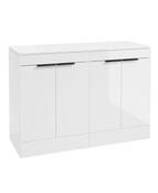 STOCKHOLM Floorstanding 120cm Four Door Countertop Unit Gloss White &amp; Handle image