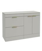 STOCKHOLM Floorstanding 120cm Two Drawer/Two Door Countertop Unit Matt Arctic Grey &amp; Handles image