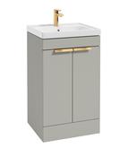 STOCKHOLM Floorstanding 50cm Two Door Unit Matt Arctic Grey &amp; Handles