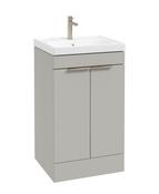STOCKHOLM Floorstanding 50cm Two Door Unit Matt Arctic Grey &amp; Handles