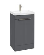 STOCKHOLM Floorstanding 50cm Two Door Unit Matt Midnight Grey &amp; Handles image