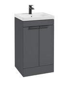 STOCKHOLM Floorstanding 50cm Two Door Unit Matt Midnight Grey &amp; Handles image