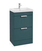 STOCKHOLM Floorstanding 50cm Two Drawer Unit Matt Ocean Blue &amp; Handles image
