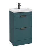 STOCKHOLM Floorstanding 50cm Two Drawer Unit Matt Ocean Blue &amp; Handles image