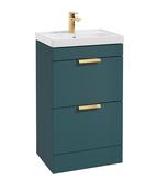 STOCKHOLM Floorstanding 50cm Two Drawer Unit Matt Ocean Blue &amp; Handles image
