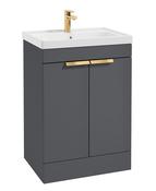 STOCKHOLM Floorstanding 60cm Two Door Unit Matt Midnight Grey &amp; Handles image