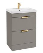 STOCKHOLM Floorstanding 60cm Two Drawer Unit Matt Khaki &amp; Handles image