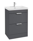 STOCKHOLM Floorstanding 60cm Two Drawer Unit Matt Midnight Grey &amp; Handles image