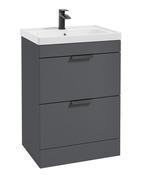 STOCKHOLM Floorstanding 60cm Two Drawer Unit Matt Midnight Grey &amp; Handles image