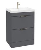 STOCKHOLM Floorstanding 60cm Two Drawer Unit Matt Midnight Grey &amp; Handles image